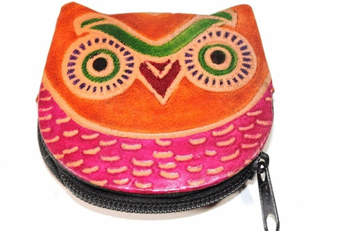 Handmade Owl Coin Purse – Genuine Leather, Zip Pouch