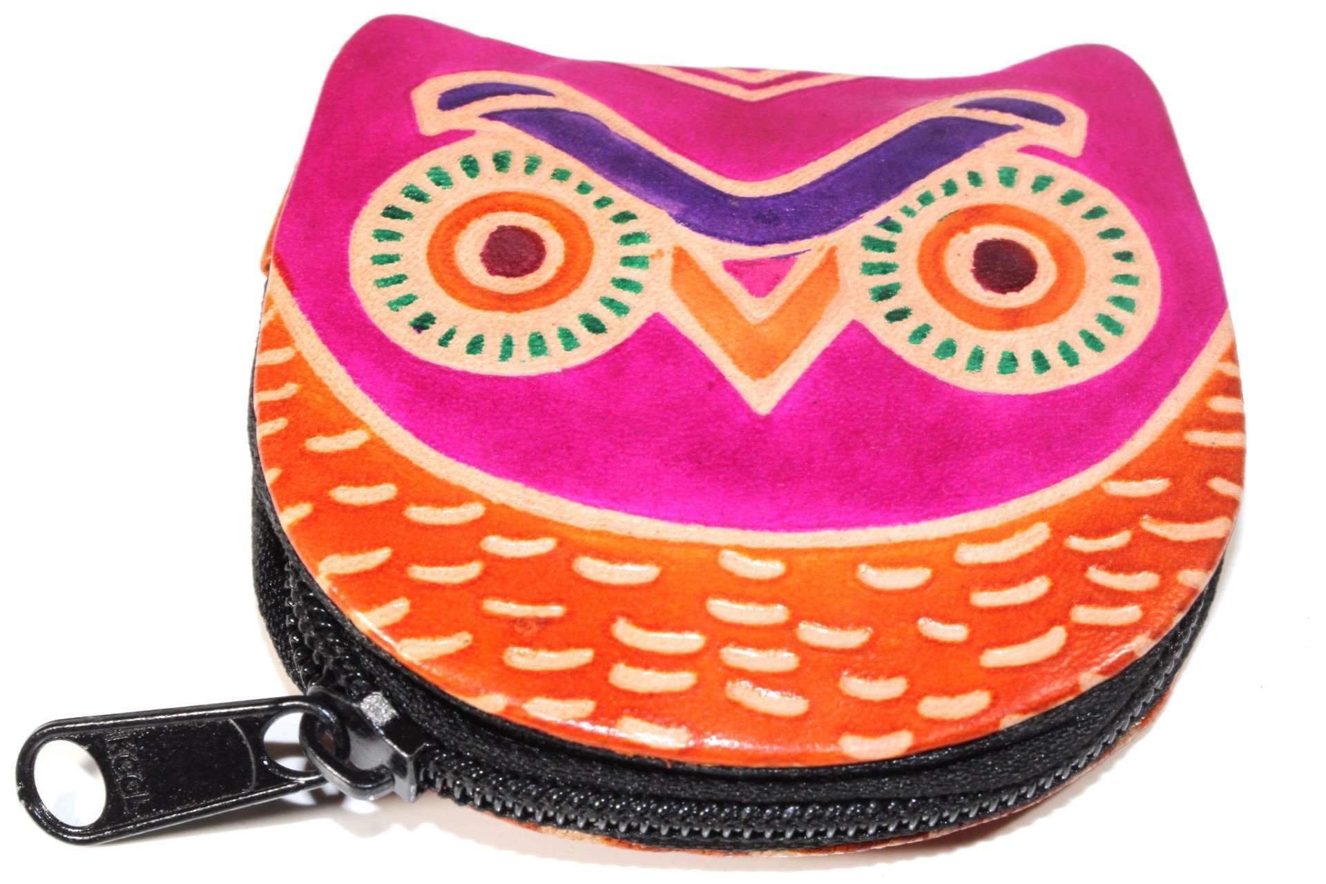 Handmade Owl Coin Purse – Genuine Leather, Zip Pouch