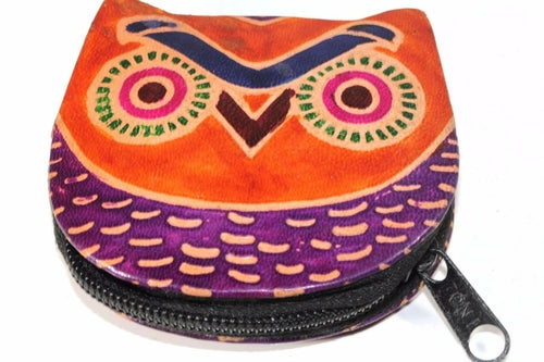 Handmade Owl Coin Purse – Genuine Leather, Zip Pouch