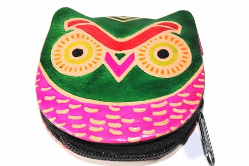 Handmade Owl Coin Purse – Genuine Leather, Zip Pouch