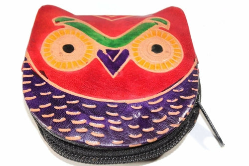Handmade Owl Coin Purse – Genuine Leather, Zip Pouch
