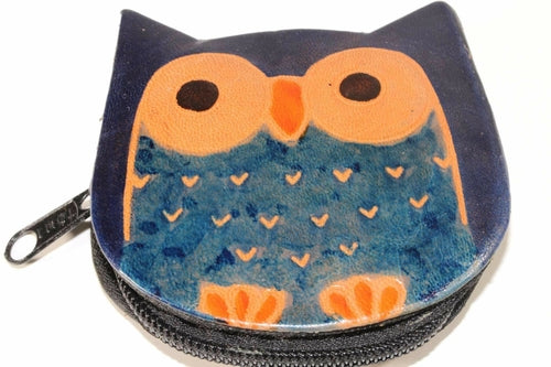 Handmade Owl Coin Purse – Genuine Leather, Zip Pouch