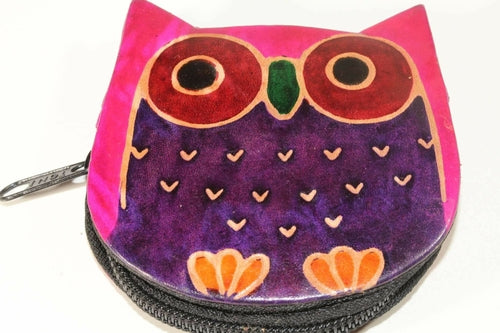 Handmade Owl Coin Purse – Genuine Leather, Zip Pouch