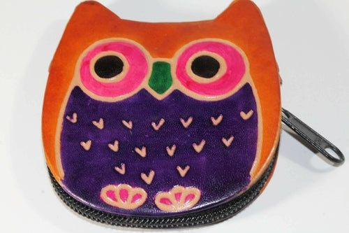 Handmade Owl Coin Purse – Genuine Leather, Zip Pouch