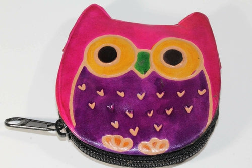 Handmade Owl Coin Purse – Genuine Leather, Zip Pouch